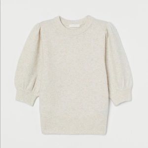 H&M puff sleeve sweater- light beige melange